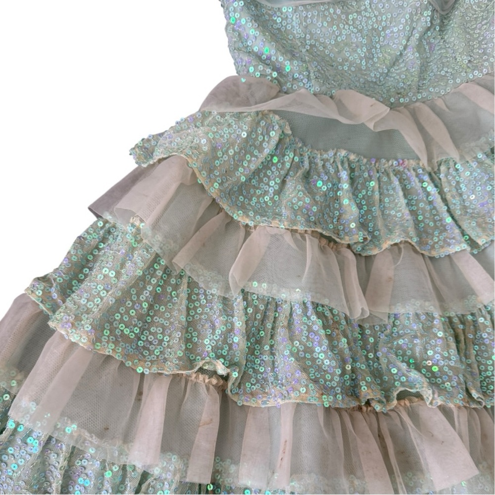 Vintage Betsey Johnson Strapless Sparkly Light Blue Mini Princess Dress- 10 - Picture 8 of 15